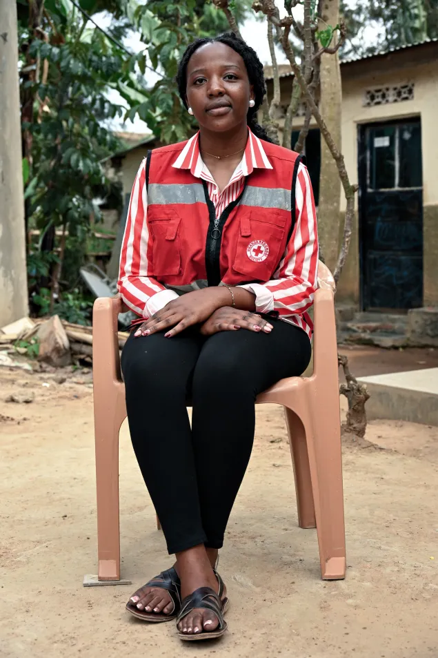 Jessica Caberuca arrived from the DRC in 2018 and now volunteers at Nakivale's reception center