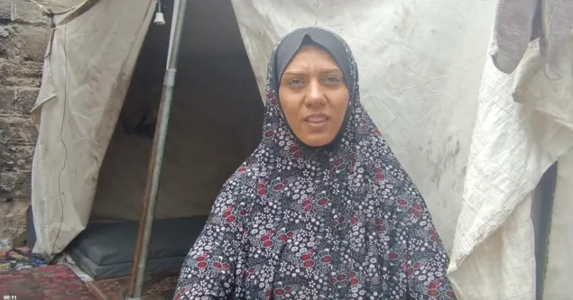 Hanadi Al Aff, a mother of five children, displaced in Gaza city speaking about their daily struggle to access water